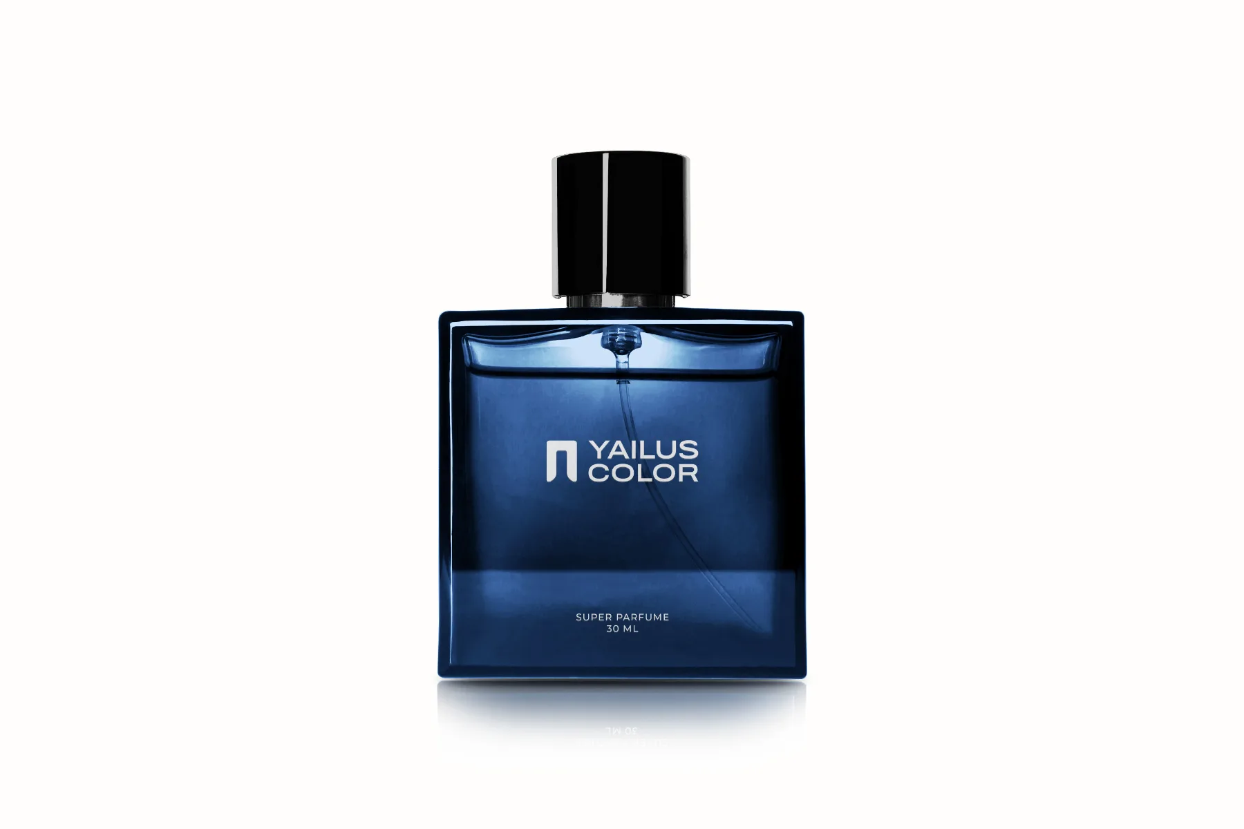 Frasco de perfume azul personalizado con Yailus Color